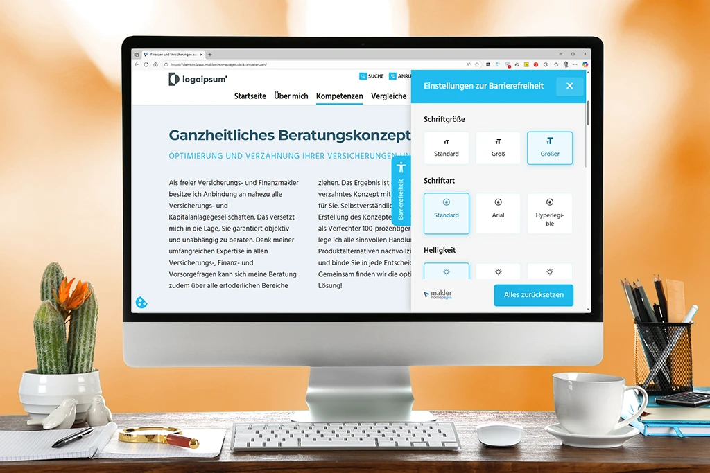 twin Webagentur - AIO Barrierefreiheit - Schriftgrößen