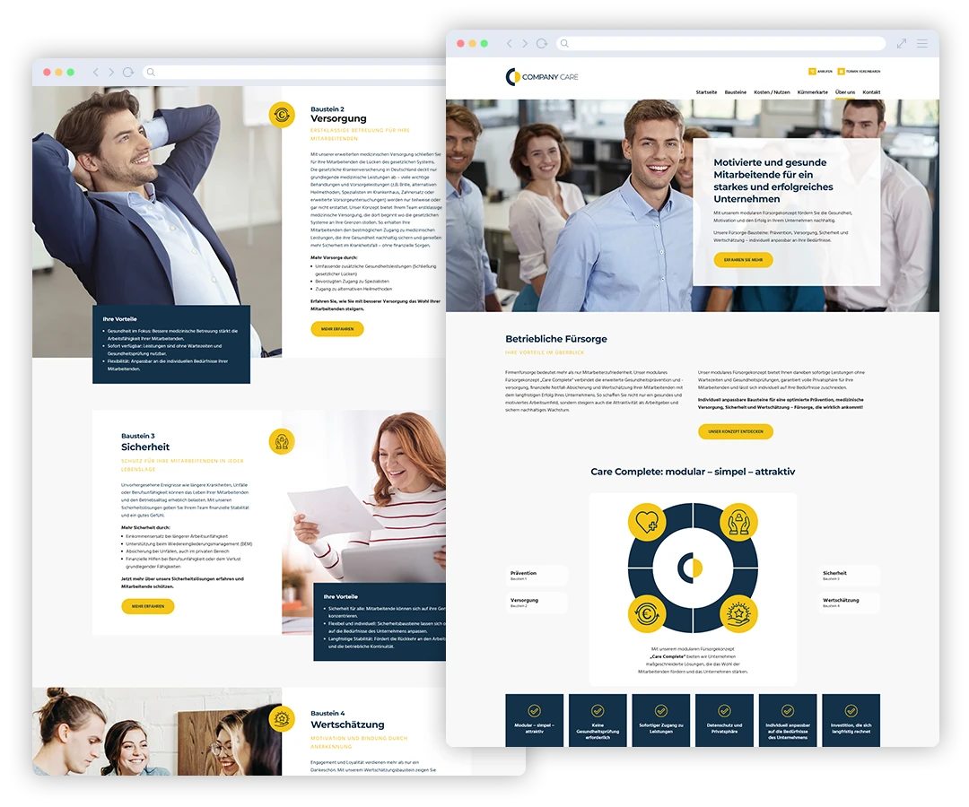 twin Webagentur - Landingpage Company Care